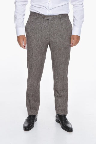 Virgin-wool-blend Single-breasted Suit with Notched Lapel