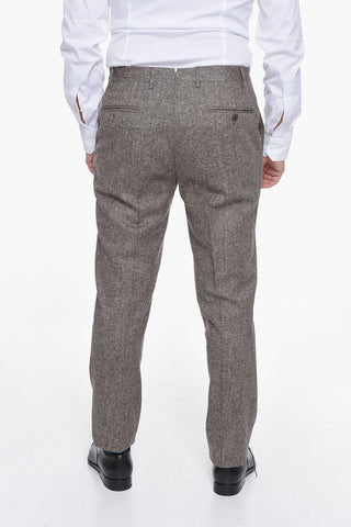 Virgin-wool-blend Single-breasted Suit with Notched Lapel