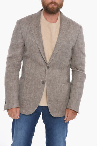 Virgin Wool Single-breasted Blazer with Notched Lapel