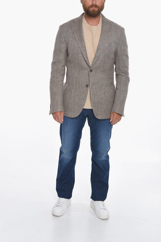 Virgin Wool Single-breasted Blazer with Notched Lapel