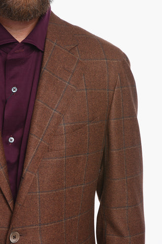 SARTORIA Virgin-wool Single-breasted Blazer in Windowpane-check Motif