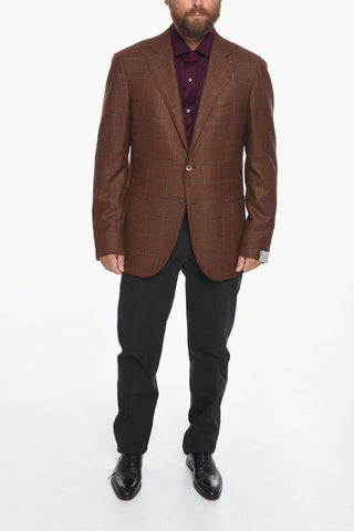 SARTORIA Virgin-wool Single-breasted Blazer in Windowpane-check Motif