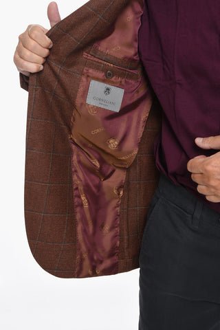 SARTORIA Virgin-wool Single-breasted Blazer in Windowpane-check Motif