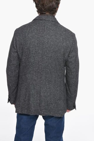 ID Blazer in Misto Cashmere con Chest Piece in Pelle