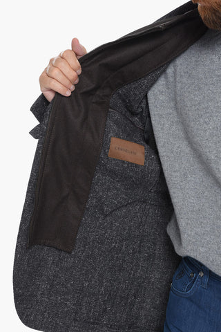 ID Cashmere Blend Blazet with Leather Chest Piece