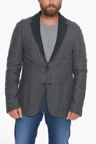 Unlined Houndstooth Blazer with Patch Pockets
