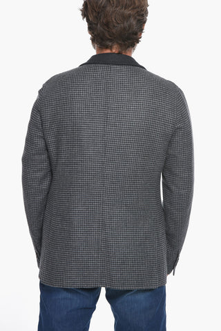 Unlined Houndstooth Blazer with Patch Pockets