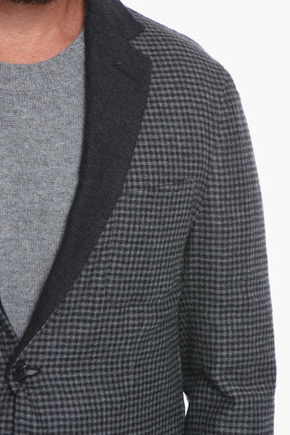Unlined Houndstooth Blazer with Patch Pockets