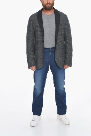 Unlined Houndstooth Blazer with Patch Pockets