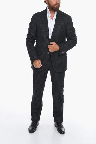 Virgin-wool GATE Pinstriped Suit with Notch Lapel