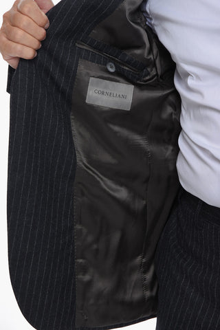 Virgin-wool GATE Pinstriped Suit with Notch Lapel