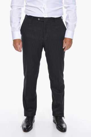 Virgin-wool GATE Pinstriped Suit with Notch Lapel