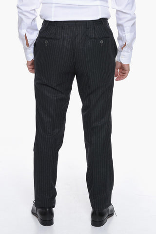 Virgin-wool GATE Pinstriped Suit with Notch Lapel