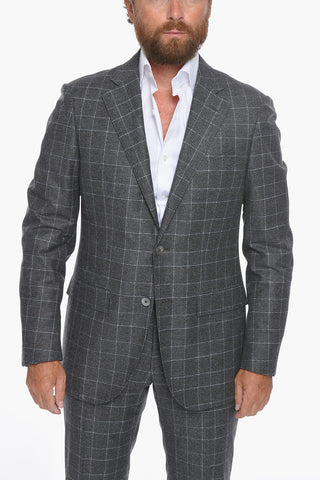 SARTORIA Virgin-wool Single-breasted Suit in Glen-check Motif