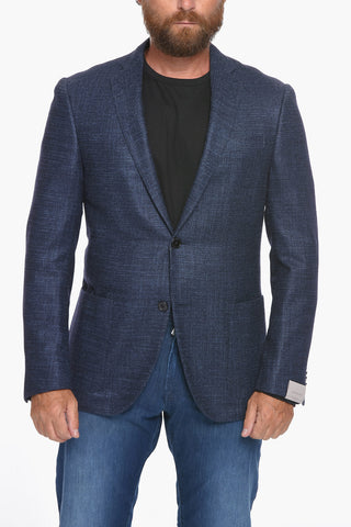 Wool-blend Piquet ACADEMY SOFT Single-breasted Blazer with Notched Lapel