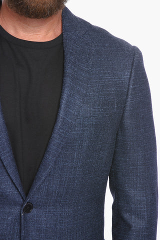 Wool-blend Piquet ACADEMY SOFT Single-breasted Blazer with Notched Lapel