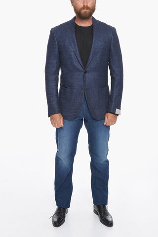 Wool-blend Piquet ACADEMY SOFT Single-breasted Blazer with Notched Lapel