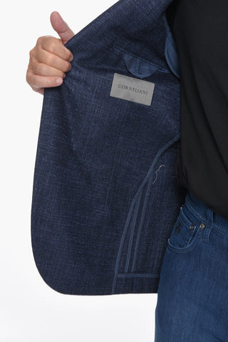 Wool-blend Piquet ACADEMY SOFT Single-breasted Blazer with Notched Lapel