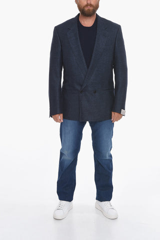 Blazer sfoderato in Tweed di Lana Vergine con Revers Classico