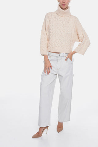 ETOILE Maglia collo Alto INGRID in Aran di Cotone