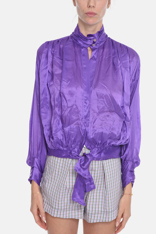 Silk-satin VICTORIA Blouse with Self-tie Detail