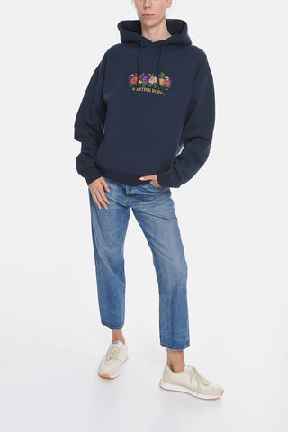 Front Embroidered Solid Color Hoodie