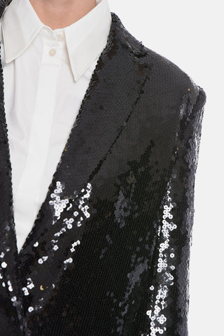 Blazer Monopetto Paillettato con Revers Classico