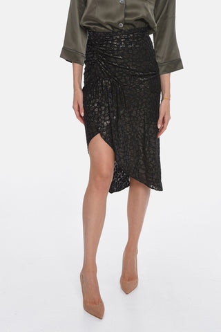 Asymmetric BEATRIX Midi Skirt with Lurex Flocked Details