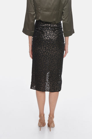 Asymmetric BEATRIX Midi Skirt with Lurex Flocked Details