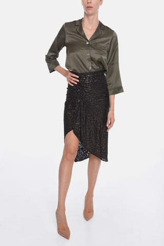 Asymmetric BEATRIX Midi Skirt with Lurex Flocked Details