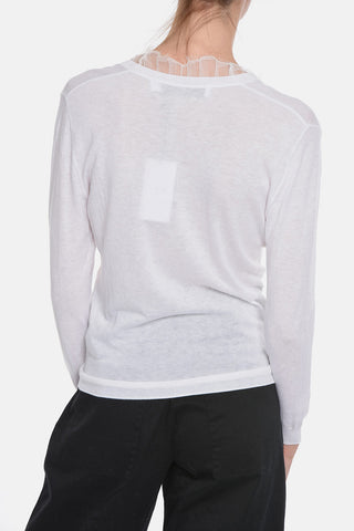 T-shirt JAYDEN con Scollo a V e Dettaglio in Pizzo