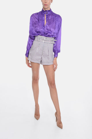 Cotton-poplin High-waisted Shorts with Double Belt