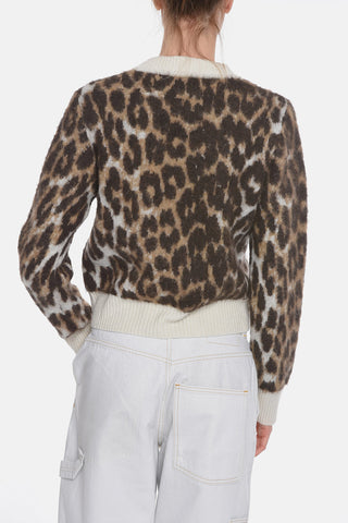 Mohair-blend Crewneck Sweater in Leopard Motif