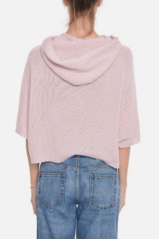 Cashmere Hooded Sweater with Bat-wing Sleeves
