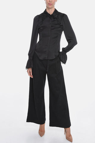 Camicia in Satin con Bordi Crochet
