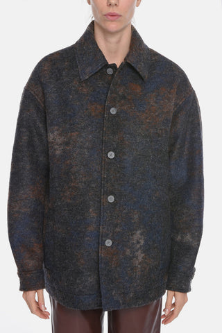 UNISEX MCQ NO.9 Wool Blend Multicolored Coat with Collar