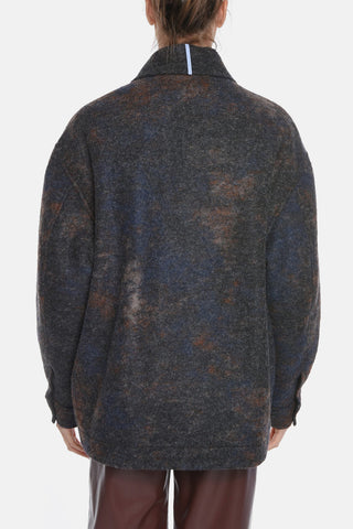 UNISEX MCQ NO.9 Wool Blend Multicolored Coat with Collar