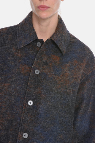 UNISEX MCQ NO.9 Wool Blend Multicolored Coat with Collar