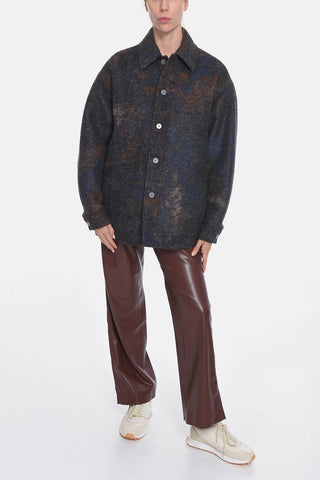 UNISEX MCQ NO.9 Wool Blend Multicolored Coat with Collar