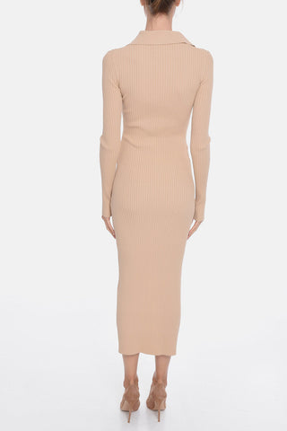 Ribbed-knit BENNIE Shirt Dress with Front Zip-fastening
