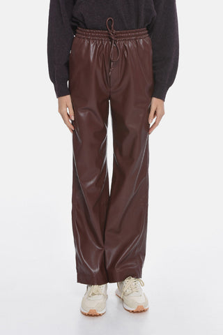 Faux-leather CALIE Flared Pants with Waist Drawstring