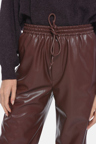 Faux-leather CALIE Flared Pants with Waist Drawstring