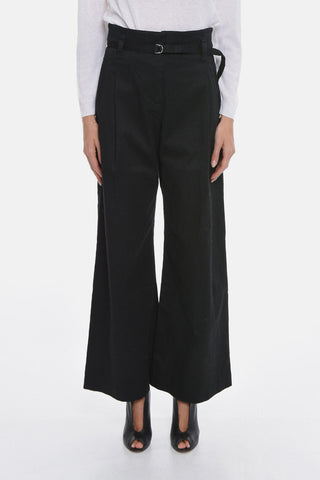 Double-pleated Wide Leg Pants with Belt