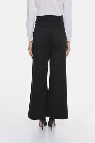 Double-pleated Wide Leg Pants with Belt