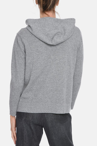 Maglia Full zip in Misto Cashmere con Cappuccio