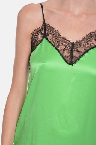 Silk-satin Midi Dress with Laced Details