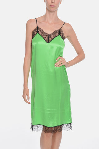 Silk-satin Midi Dress with Laced Details
