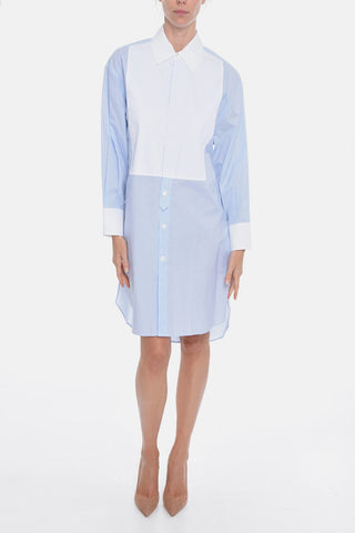 Cotton-poplin Shirt Dress in Pinstripe Motif