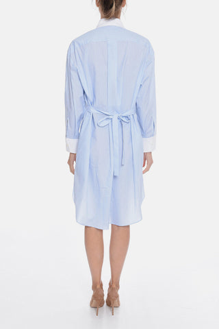 Cotton-poplin Shirt Dress in Pinstripe Motif