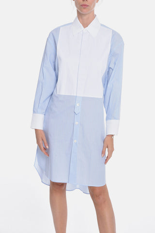 Cotton-poplin Shirt Dress in Pinstripe Motif